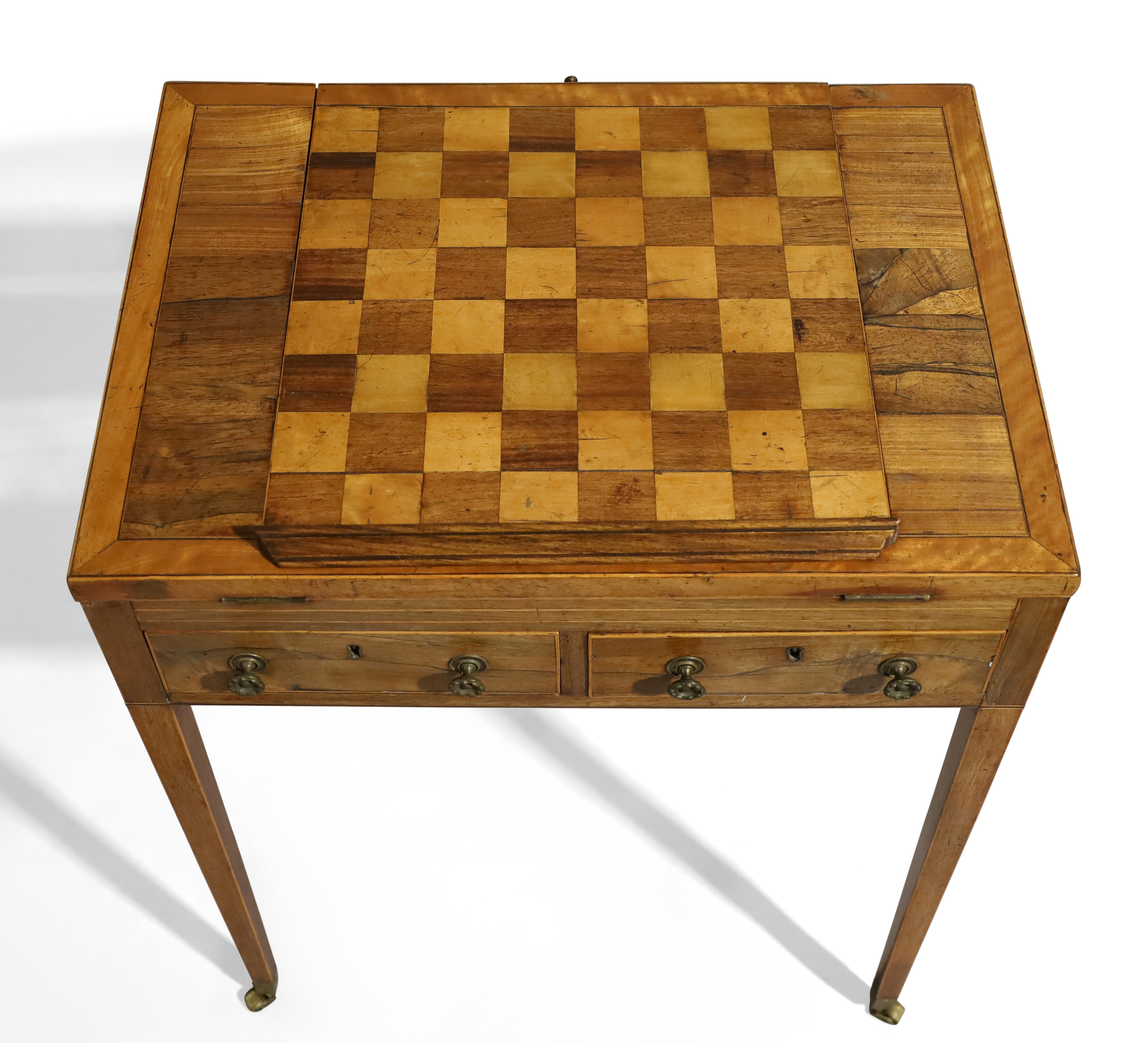 A George III rosewood games and reading table, c.1780, satinwood crossbanded, the ratcheted top, ... - Image 3 of 4