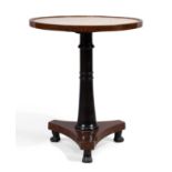 A French mahogany and ebonised occasional table, last quarter 19th century, the circular marble t...