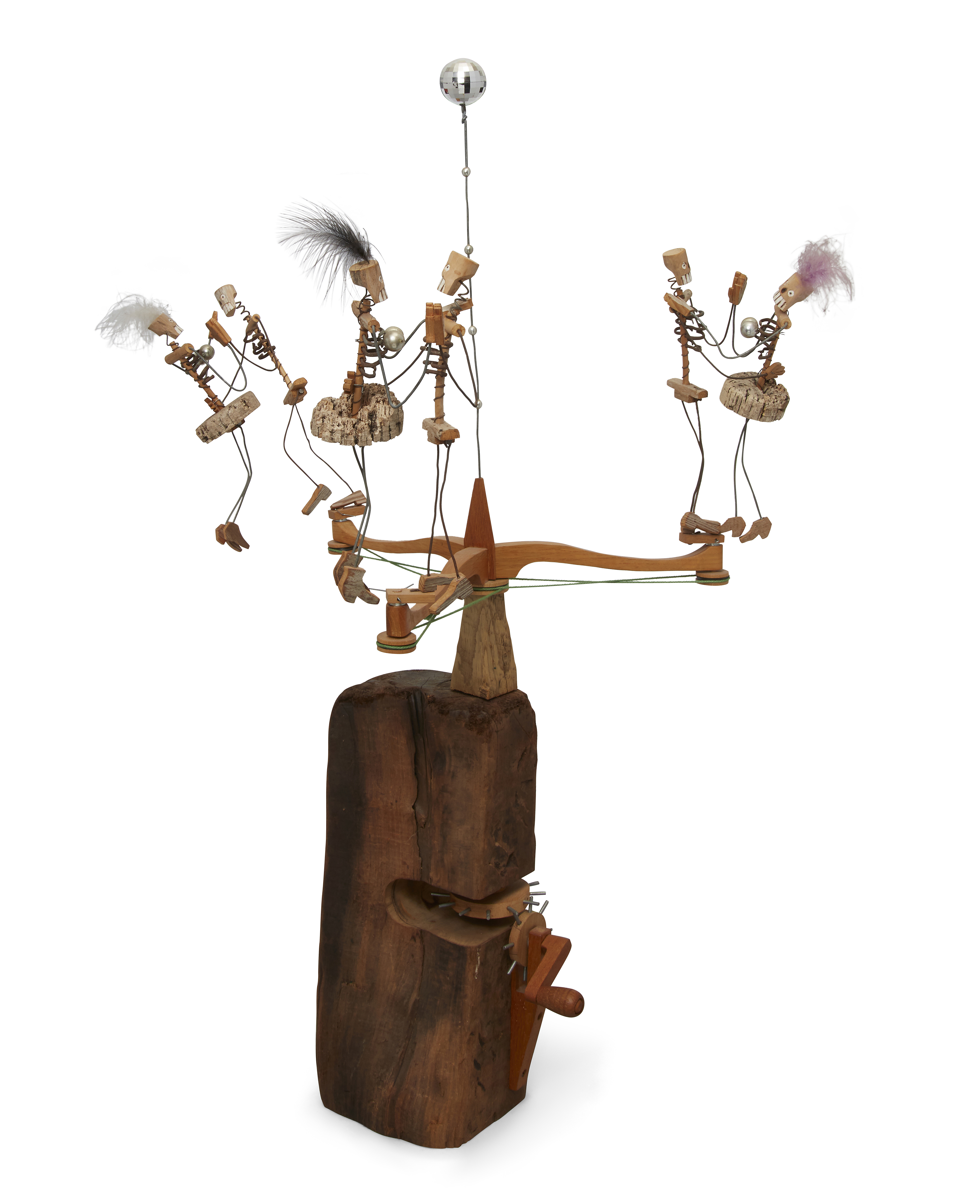 Robert Race, b. 1943, Danse Macabre, a hand-operated automaton, driftwood, wood, fishing cork, ti...