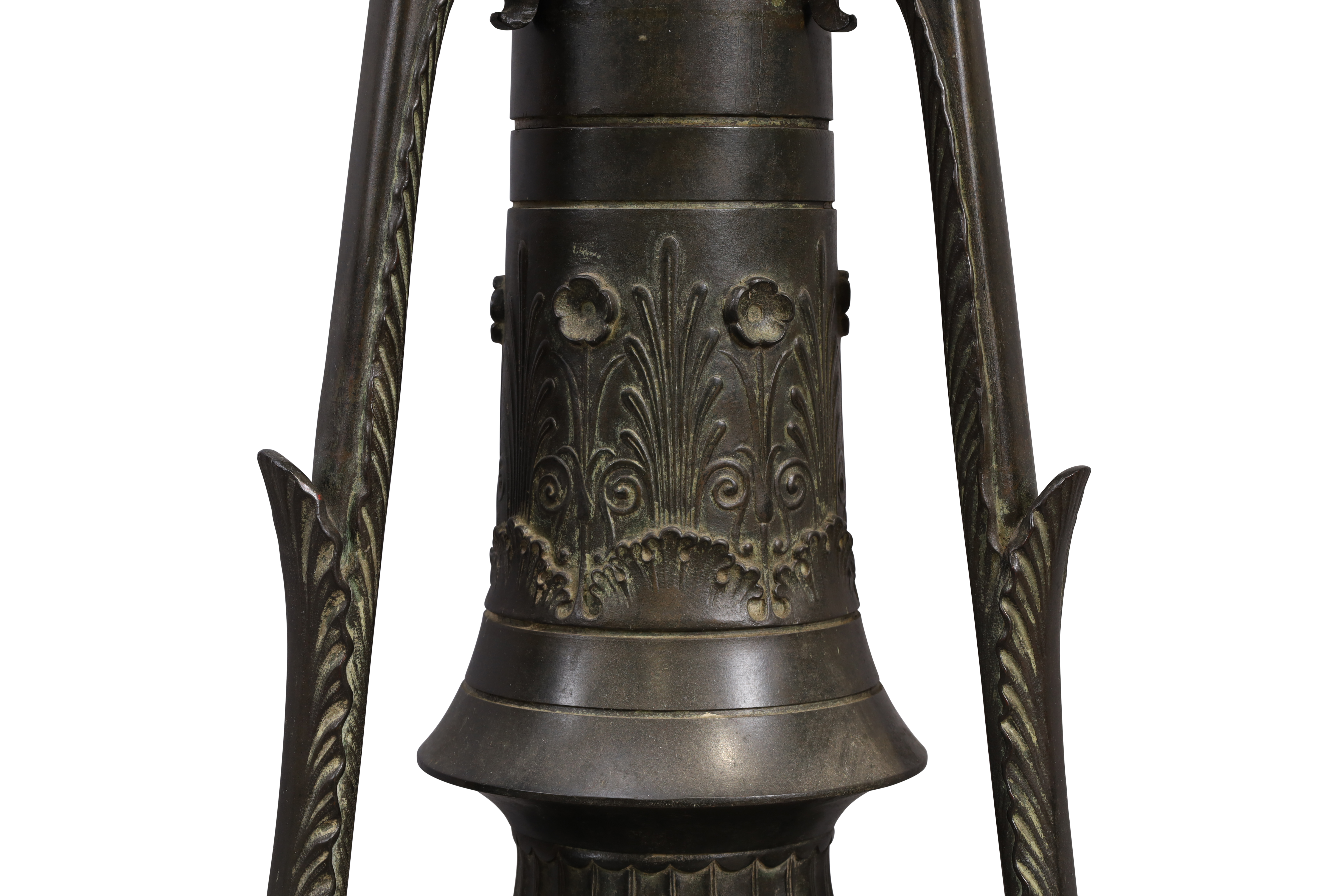 A large Belgian bronze torchere stand, c.1870, after a model by Jacques-Louis Gautier, cast by Co... - Image 6 of 7