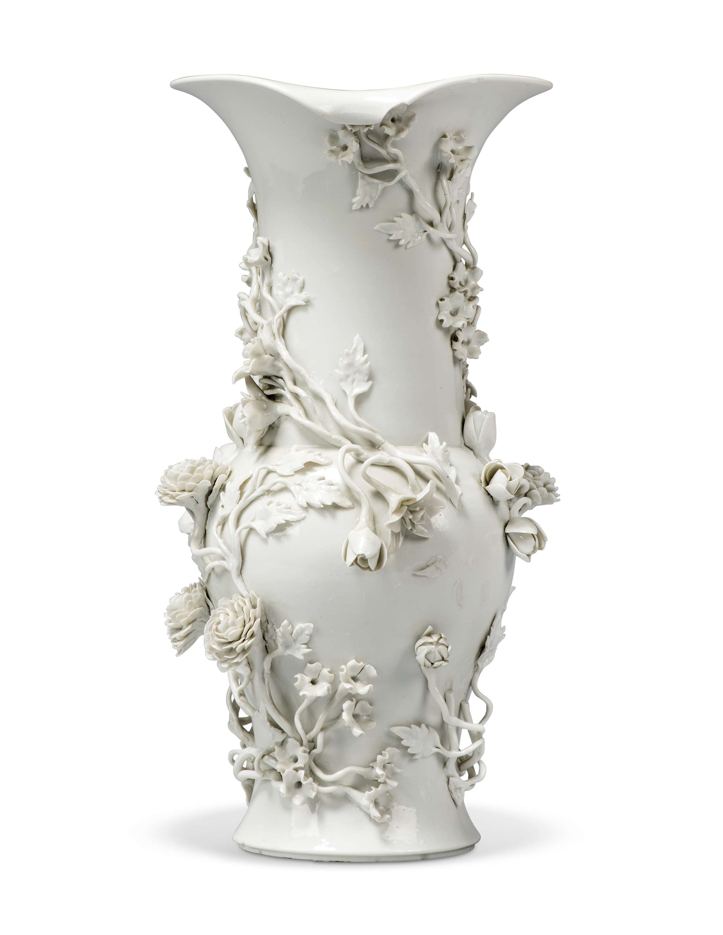A Continental white porcelain beaker-vase, possibly Doccia, possibly second half 18th century, wi...