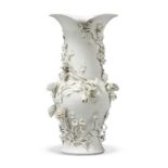 A Continental white porcelain beaker-vase, possibly Doccia, possibly second half 18th century, wi...