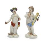 Two Meissen porcelain figures emblematic of Summer and Autumn