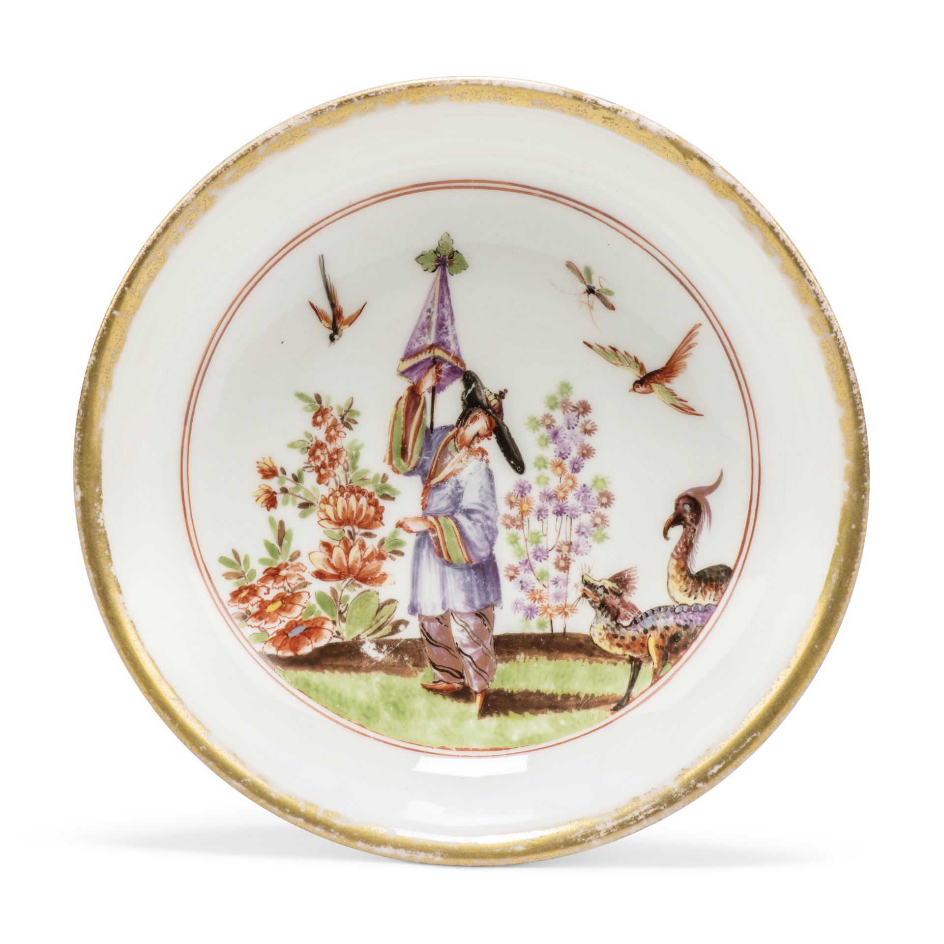 A Meissen porcelain chinoiserie tea bowl and saucer, c.1723-24, painted in the manner of J.G. Hör... - Image 2 of 6