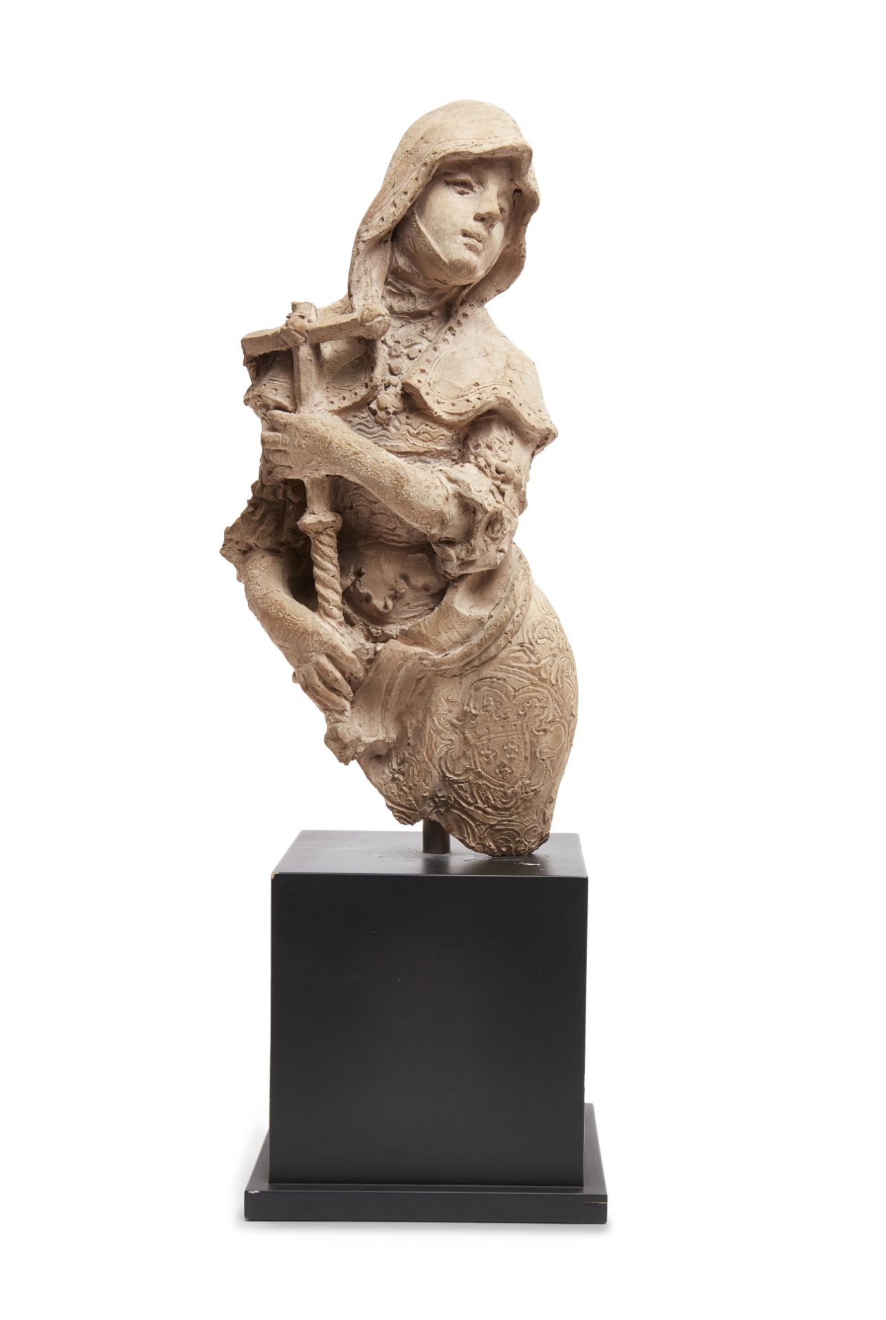 A French terracotta model of a female saint