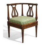 A French mahogany corner chair
