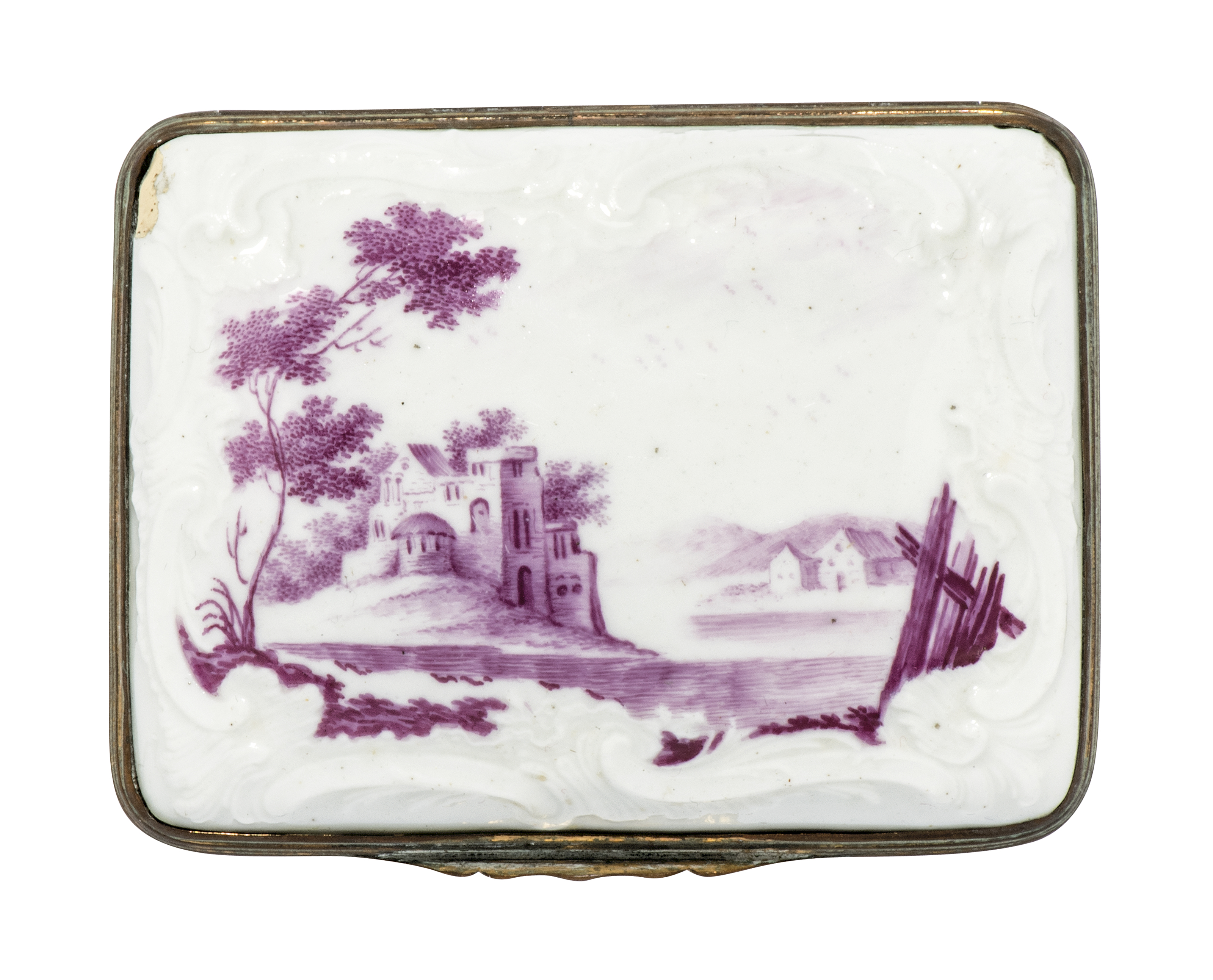 A German porcelain copper-gilt mounted rectangular snuff-box and cover, possibly Fürstenberg, c.1... - Image 5 of 5