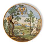 A Castelli maiolica armorial plate