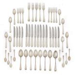 A harlequin part-set of George III Old English Thread pattern flatware, comprising: 8 table spoon...