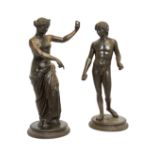 A pair of Neapolitan bronze figures of The Venus of Capua and The Antinous Farnese, after the Ant...