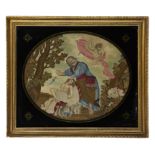 Two Regency embroidered Biblical pictures, early 19th century, comprising: a depiction of Abraham...
