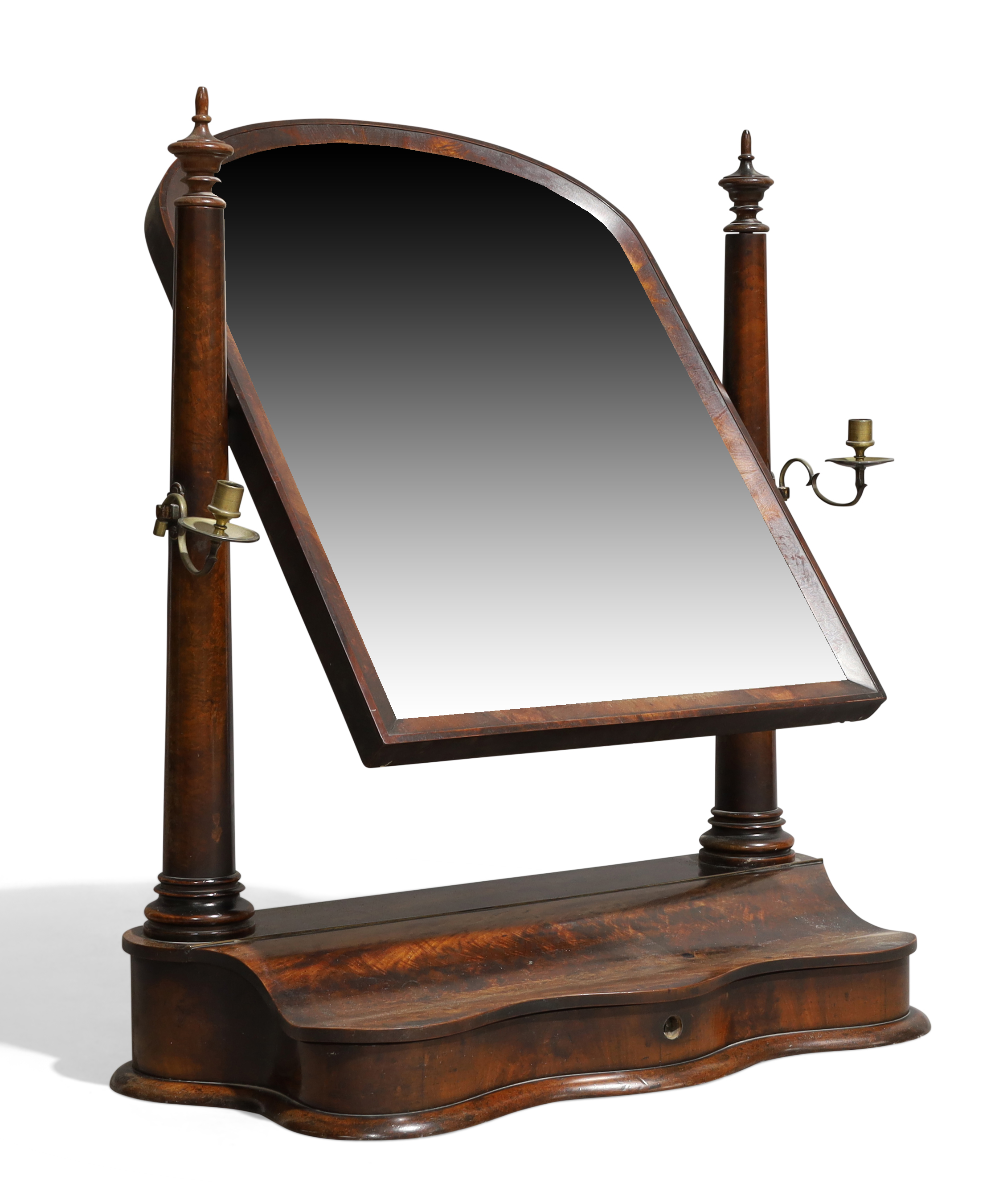 A large Victorian mahogany serpentine fronted dressing table mirror, c.1870, the rectangular mirr... - Image 2 of 3