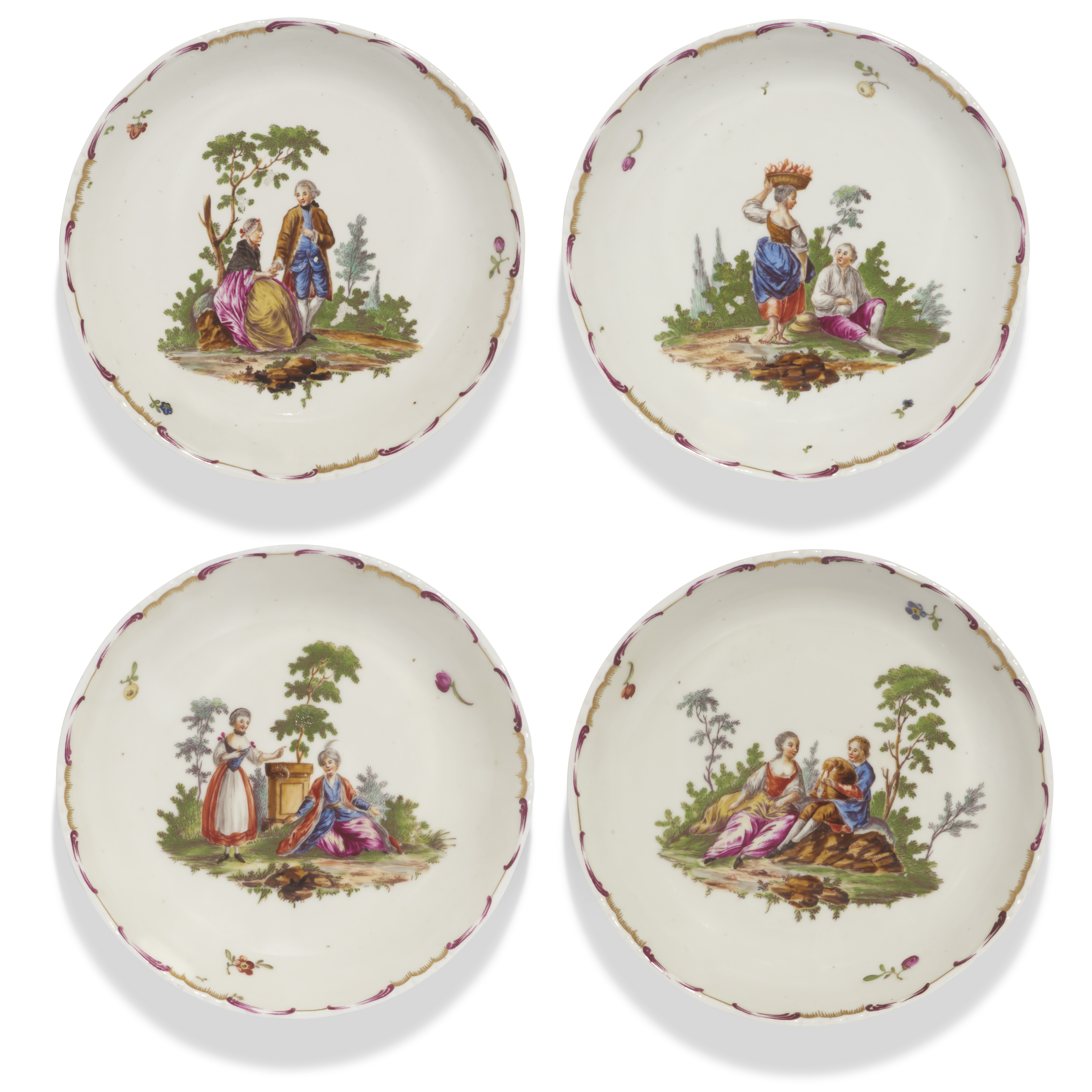 AMENDMENT: Please note the tea caddy is lacking a cover A Ludwigsburg porcelain part tea and cof... - Image 3 of 9