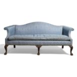 A George III style three seat camel back sofa