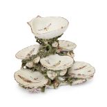 A Derby porcelain shell sweetmeat stand