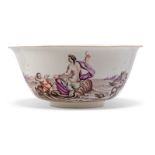 A Meissen porcelain Hausmalerei waste-bowl, circa 1720, the decoration c.1750, painted in the sty...