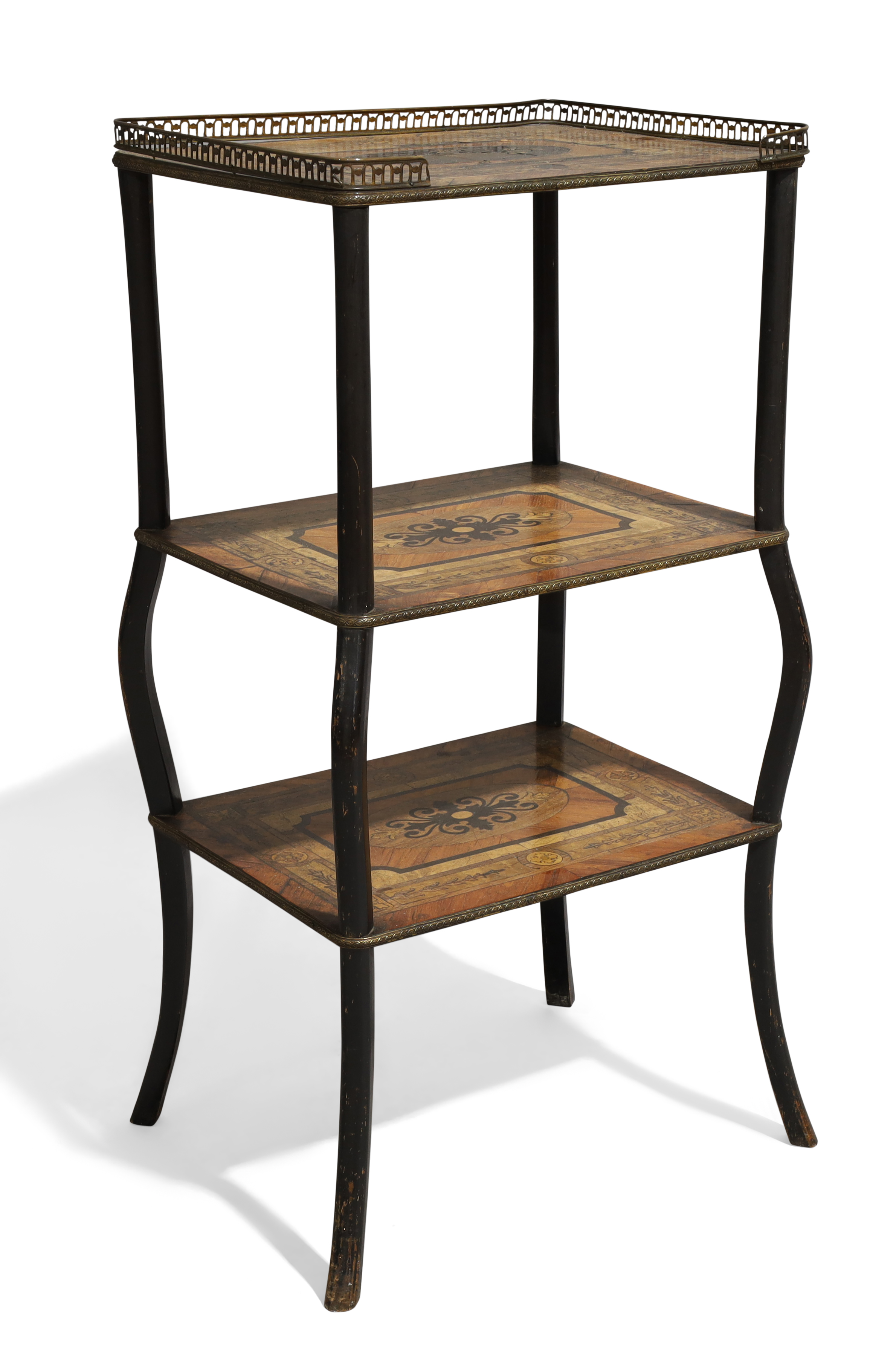 A French inlaid kingwood etagere