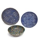 Three North African glazed earthenware bowls
