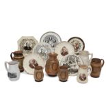 A collection of commemorative English pottery, 19th century and later, all relating to William Ew...