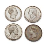 Three silver Art Union of London medallions, comprising: Francis Chantrey, by W. Wyon, obverse wi...