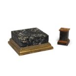 A gilt-bronze mounted black and white Granito marble plinth, first half 19th century, of square-s...