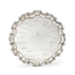 Military interest. A silver salver with pie crust border, Sheffield, 1930, Lee & Wigfull, engrave...