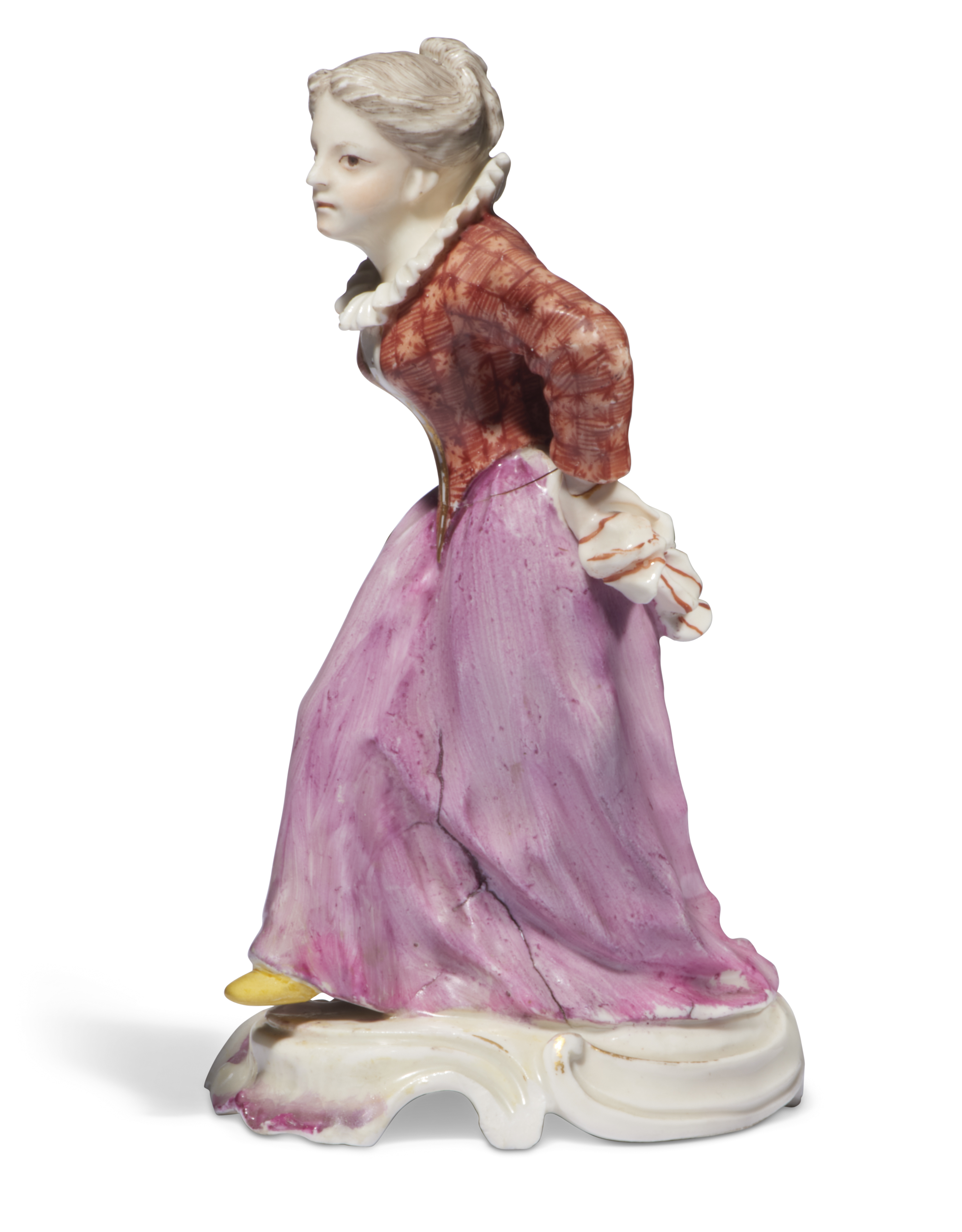 A Frankenthal porcelain figure of a lady, possibly a character from the Commedia dellArte, c.1756... - Image 2 of 4