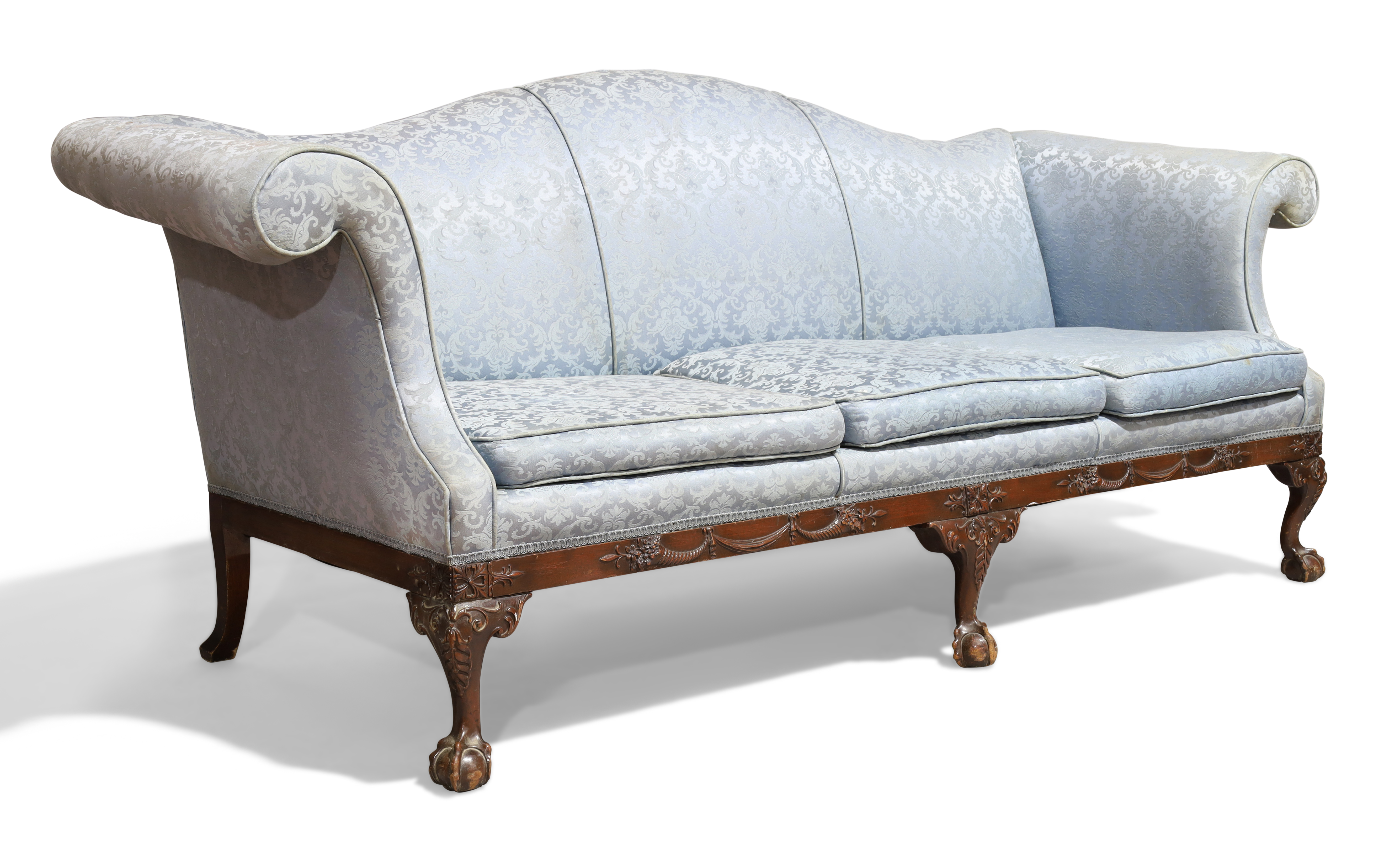 A George III style three seat camel back sofa - Image 2 of 3