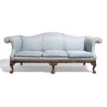 A George III style three seat camel back sofa