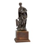 An Italian bronze model of John the Evangelist, late 18th century, depicted contrapposto holding ...