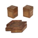 A pair of French Prisoner-of-War straw-work card boxes