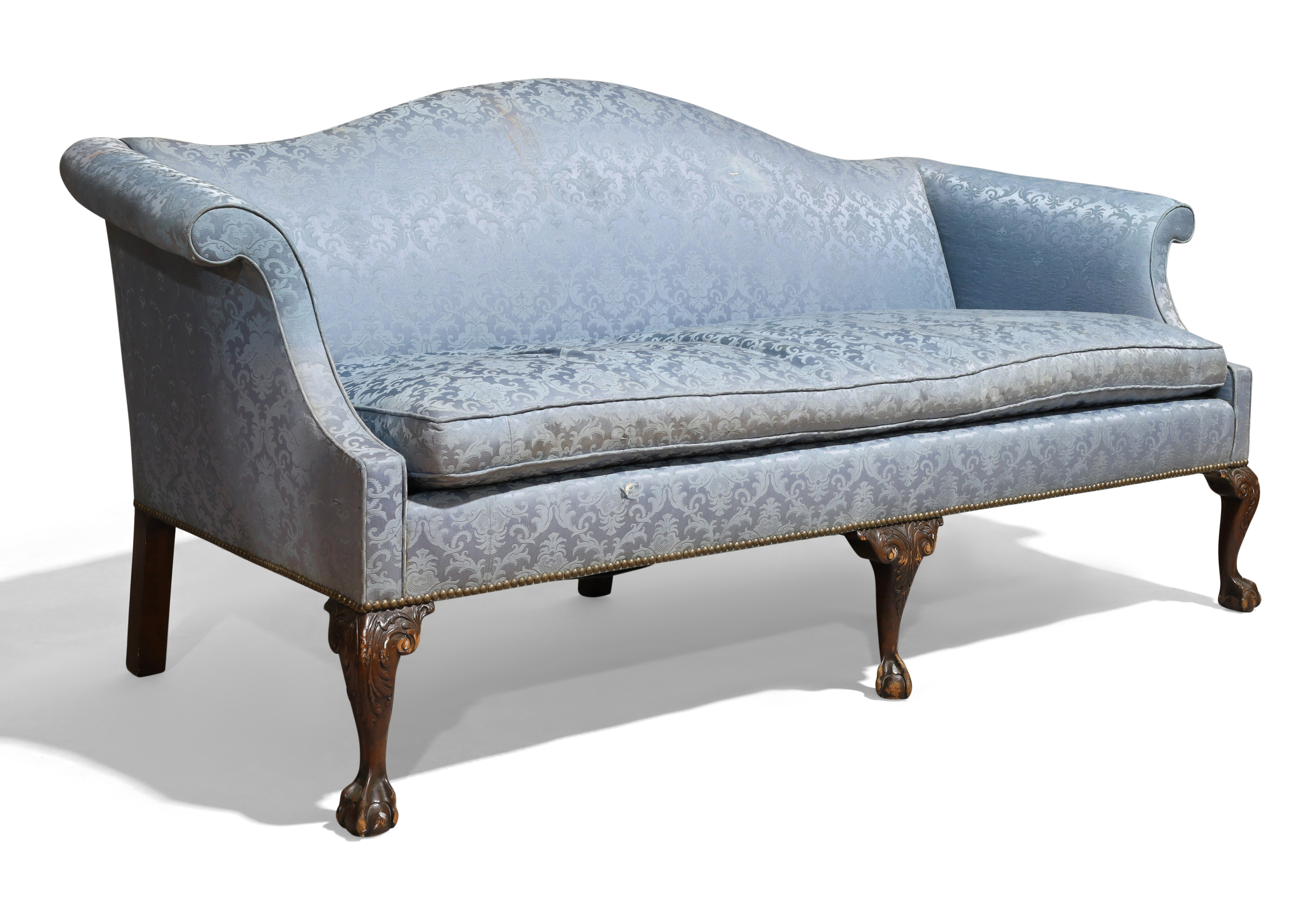 A George III style three seat camel back sofa - Image 2 of 3