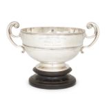A twin-handled Victorian silver trophy cup, London, 1897, Sibray, Hall & Co., designed with bifur...