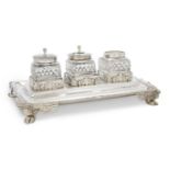 A George III silver inkstand, London, 1811, Thomas & Joseph Guest & Joseph Craddock, the rectangu...