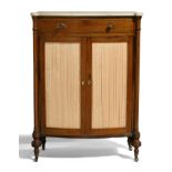 A Regency mahogany and boxwood inlaid bow front side cabinet
