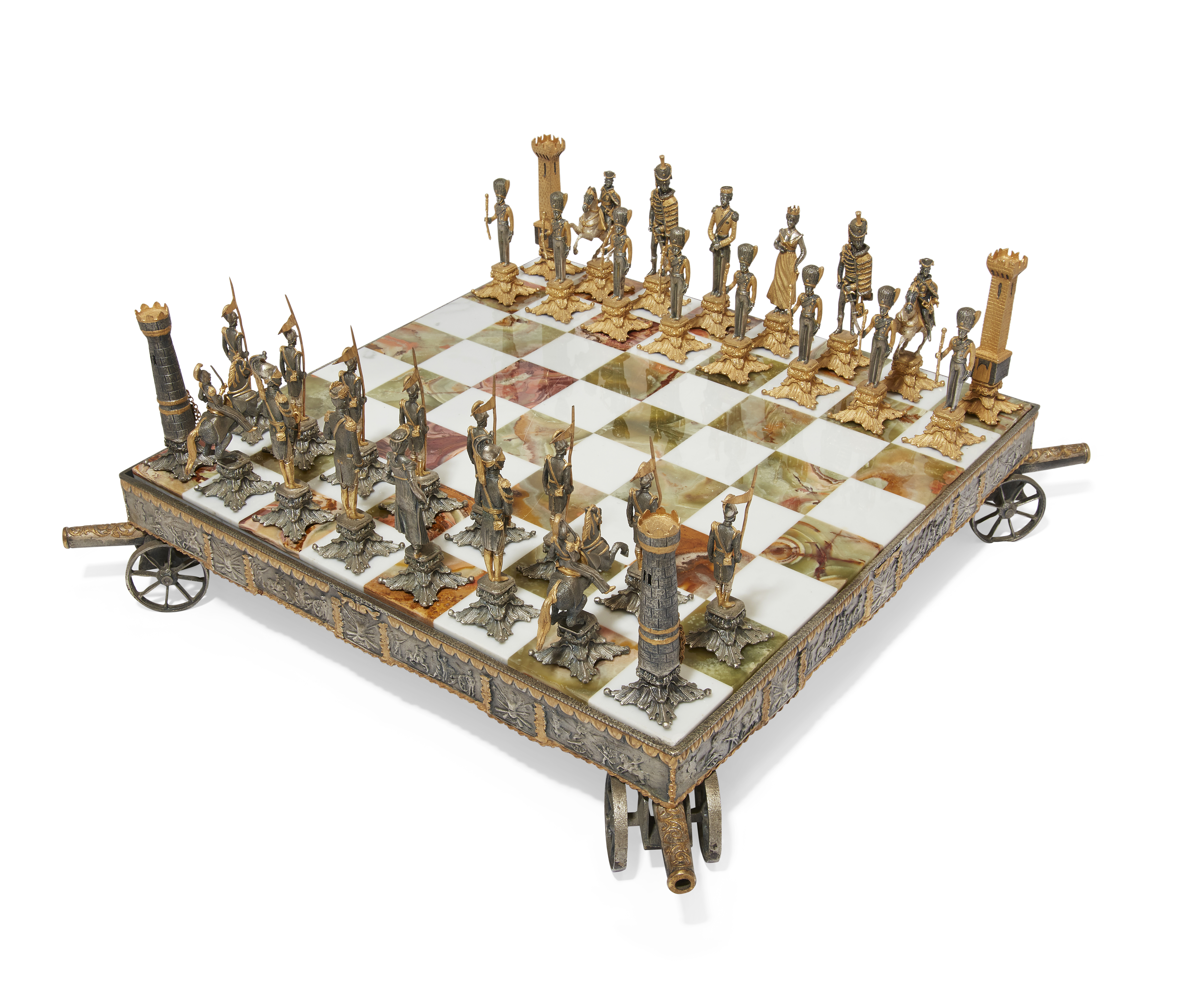 A Battle of Waterloo chess set, designed by La Bottega Del Vasari, last quarter 20th century, com...