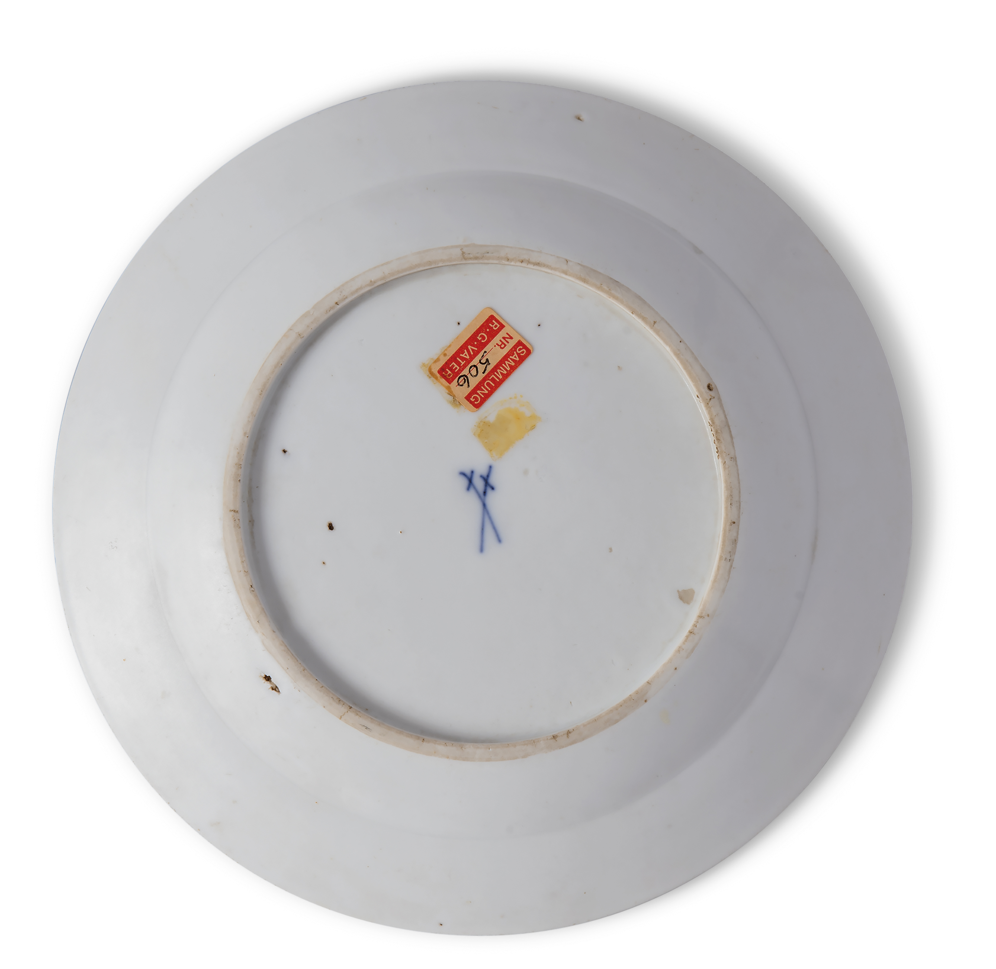 A Meissen porcelain Kakiemon plate, c.1735, blue crossed swords mark, Drehers impressed double ci... - Image 2 of 2