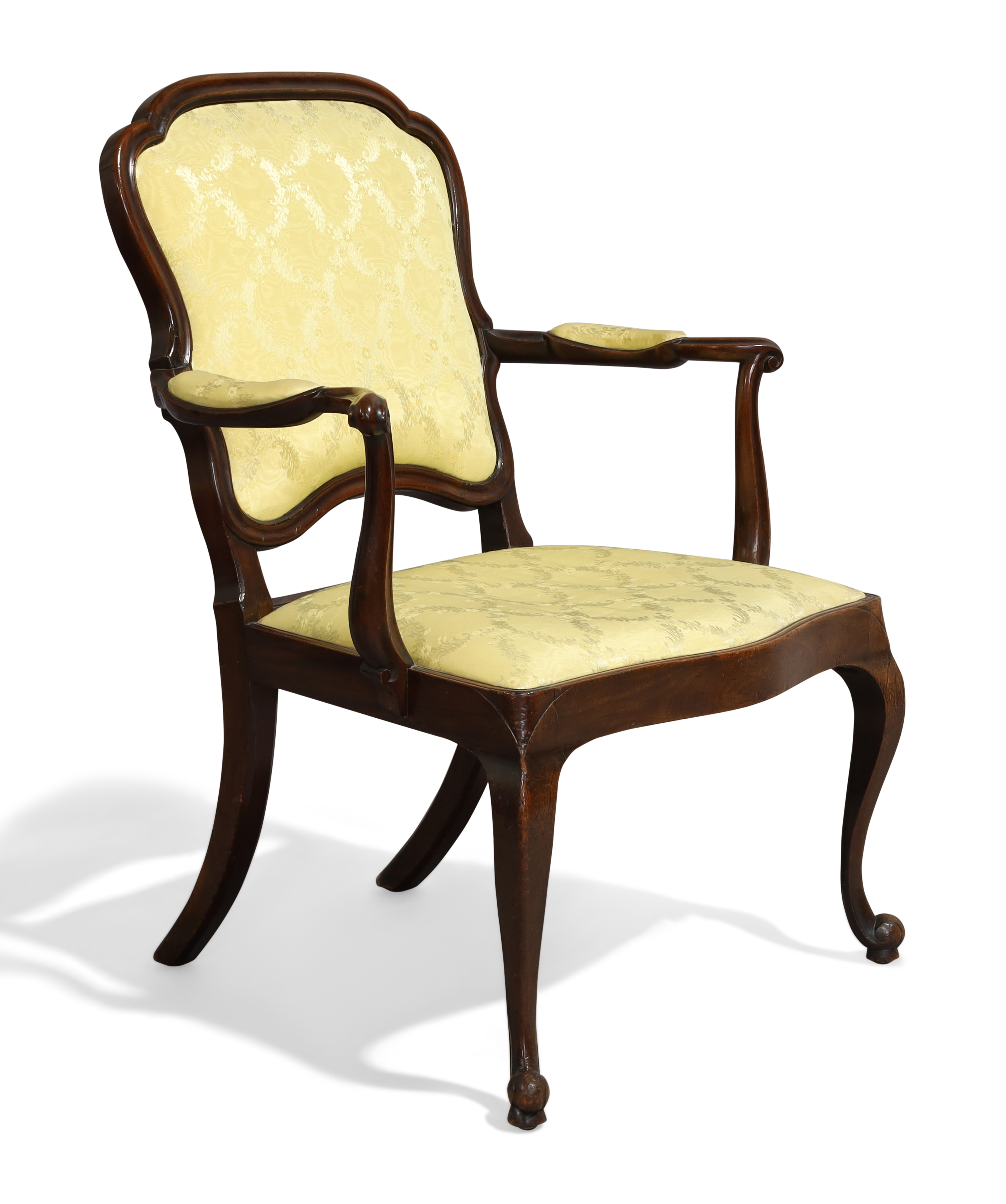 A set of four mahogany open fauteuils, late 18th century, in the French taste, two upholstered in... - Image 2 of 5