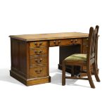 A George III style miniature mahogany partners desk