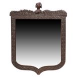A north European shield shape rosewood mirror