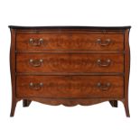 A George III style mahogany serpentine commode, late 20th century, boxwood inlaid and part ebonis...