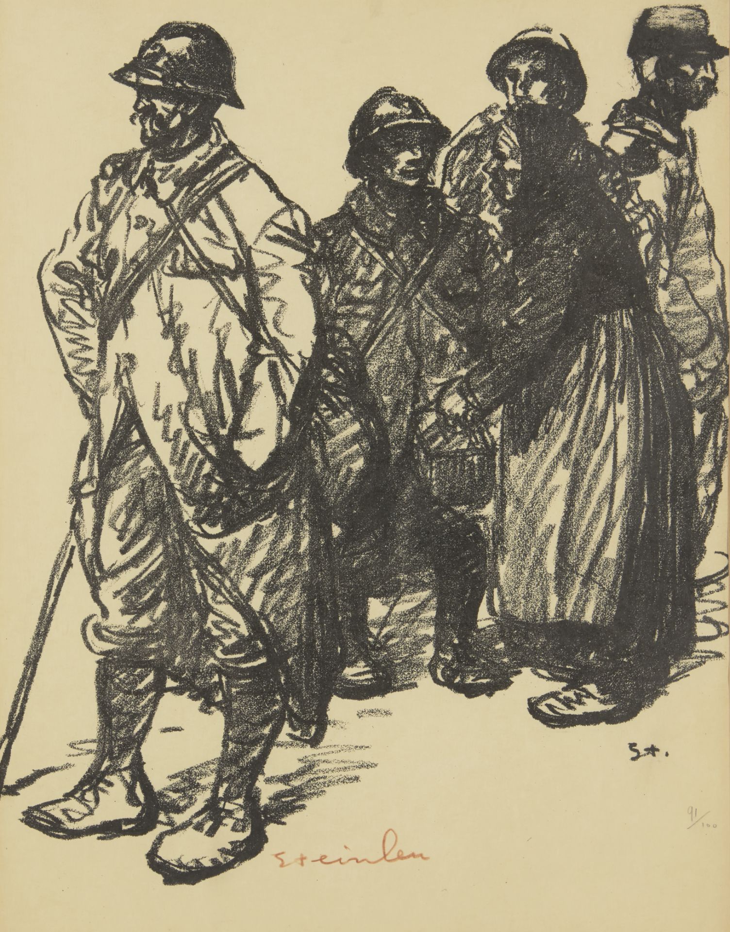 Theophile-Alexandre Steinlen, French/Swiss 1859-1923, Permissionnaire tenant une canne, 1916; Au... - Image 7 of 16