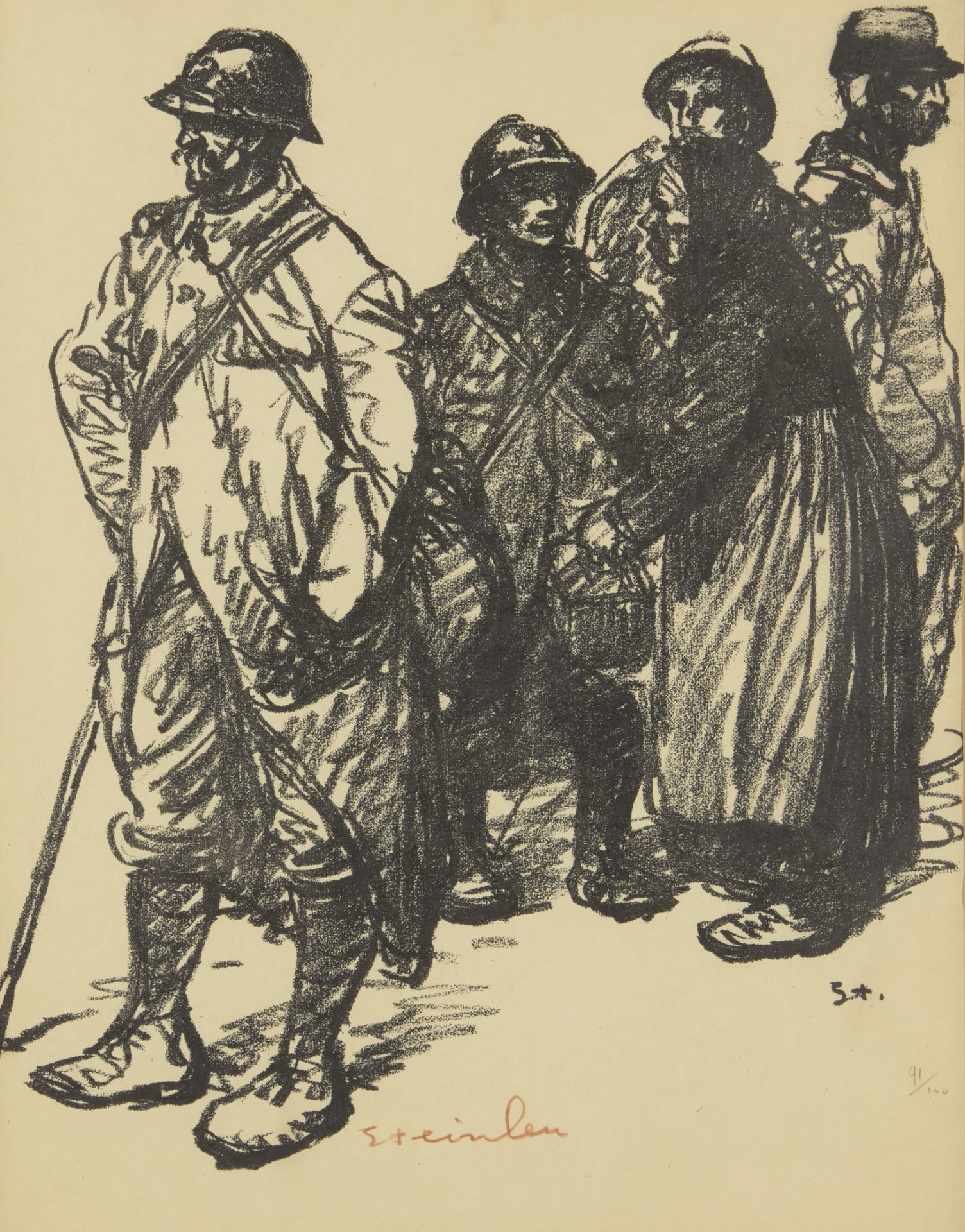 Theophile-Alexandre Steinlen, French/Swiss 1859-1923, Permissionnaire tenant une canne, 1916; Au... - Image 15 of 16