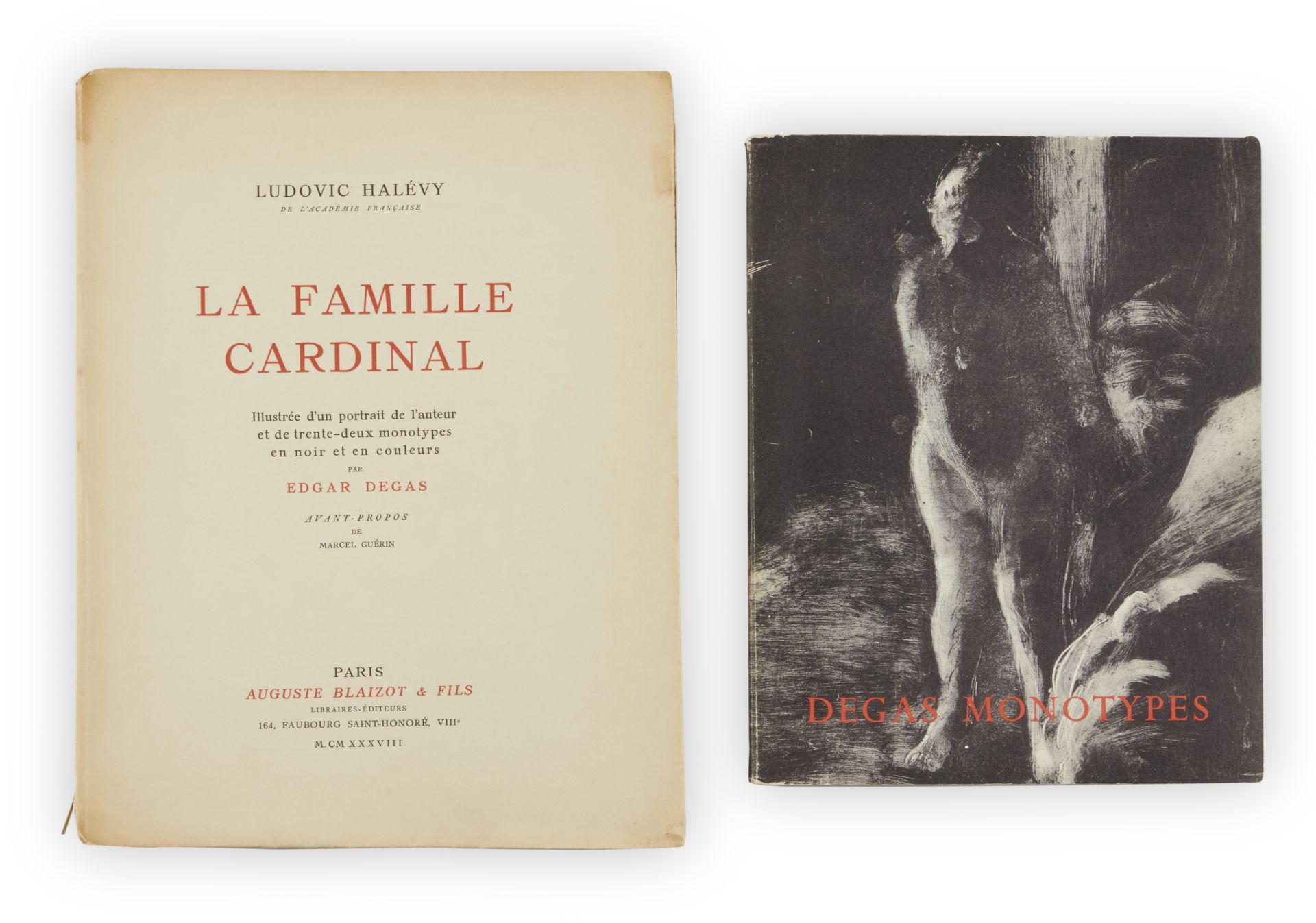 Edgar Degas, French 1834-1917,  La Famille Cardinal, 1939 and Degas Monotypes, 1968; two books:...