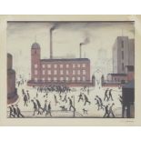 Laurence Stephen Lowry RBA RA, British 1887-1976, Mill Scene; offset lithograph in colours on w...