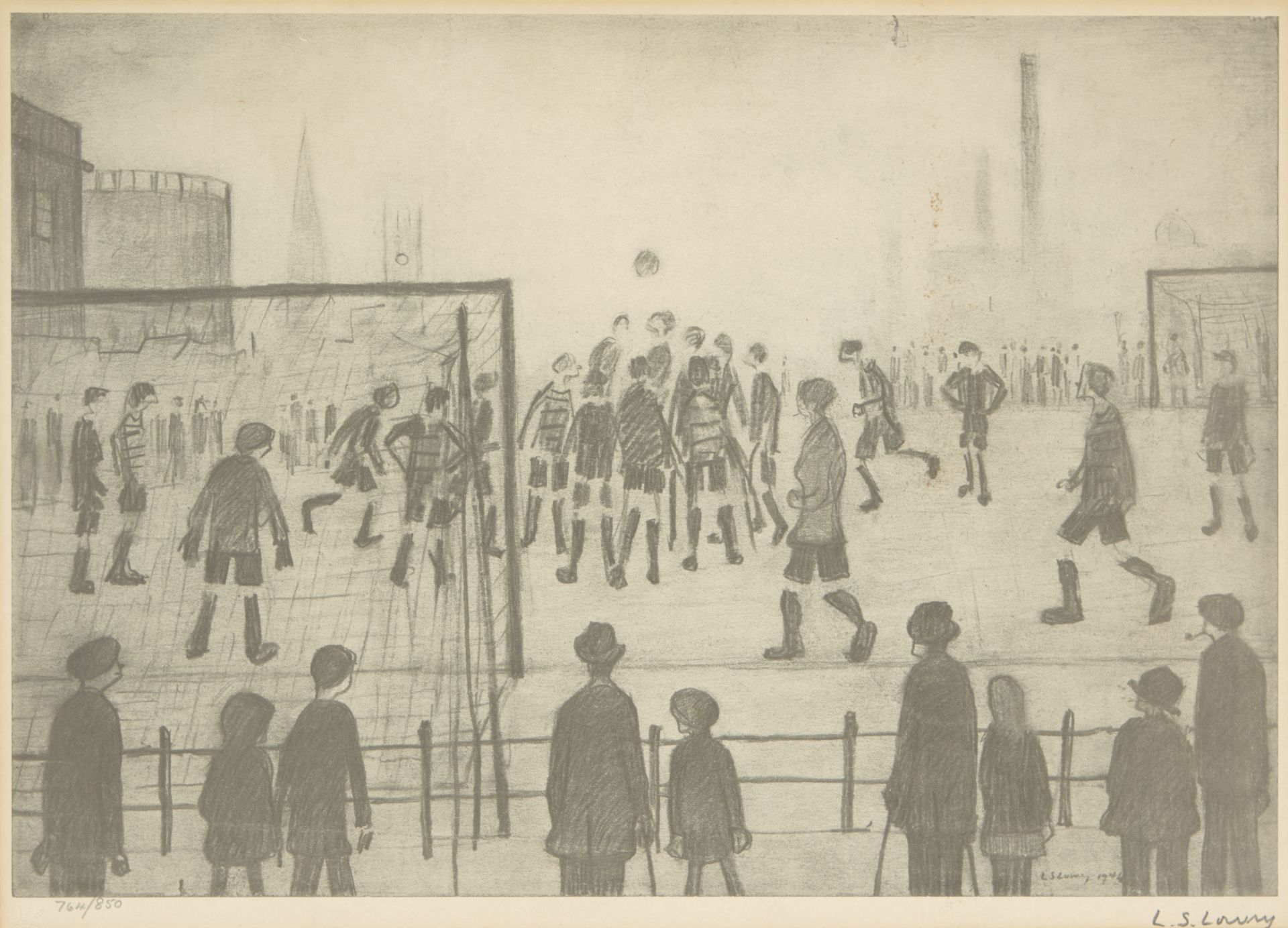 Laurence Stephen Lowry RBA RA, British 1887-1976, The Football Match; offset lithograph on wove... - Image 3 of 4