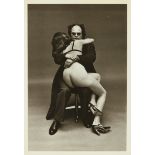 Helmut Newton, German 1920-2004,  Gustave Moreau and friends; two silver gelatin prints on pape...