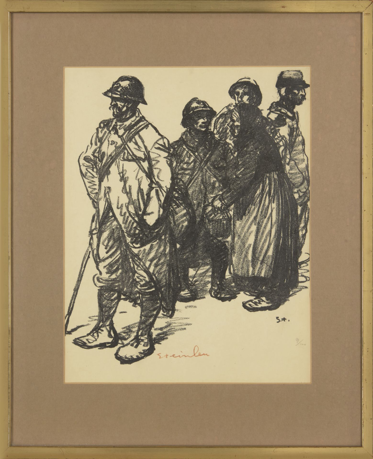 Theophile-Alexandre Steinlen, French/Swiss 1859-1923, Permissionnaire tenant une canne, 1916; Au... - Image 8 of 16
