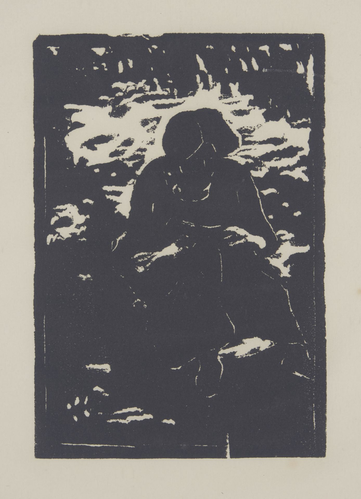 Arthur Segal, Romanian 1857-1944, The artist's wife reading, c.1912; woodcut in black and white... - Image 3 of 4