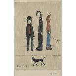 Laurence Stephen Lowry RBA RA, British 1887-1976, Three men and a cat, 1971; lithograph in colo...